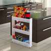 5" Wide Three Tier Slim Slide Out Pantry On Rollers Cart, White