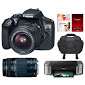 Canon EOS Rebel T6 18MP DSLR Camera w/ 18-55mm + 75-300mm Lenses + Pro 100 Printer Kit