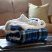 Lavish Home Fleece Sherpa Blanket Throw, Blue