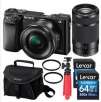 Sony Alpha a6000 Mirrorless Camera w/ 16-50 & 55-210 Lenses 2 Battery Kit + 64GB Card