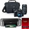 Canon EOS Rebel T6 18MP DSLR Camera with 18-55mm + 75-300mm Lenses + Pro 100 Printer