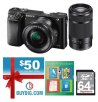 Sony Alpha a6000 Mirrorless Camera w/ 16-50 & 55-210 Lenses Kit w/ $50 Gift Card
