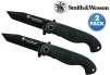 [2-Pack] Smith & Wesson Black Tanto Tactical Coated Knife