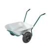Outsunny 2 Cubic Feet Two Wheel Metal Wheelbarrow - Silver/Green