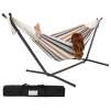 Double Hammock With Space Saving Steel Stand Includes Portable Carrying Case