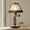 Samuel Swing Arm Desk Lamp with Mica Shade and USB Port