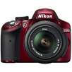 Nikon Refurbished D3200 24.2 MP 1080P D-SLR Camera with 18-55mm VR Zoom Lens (Red)