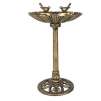 Sitting Pair Birdbath Antique Gold Pedestal Outdoor Garden Decor