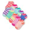 Girls Multicolor Mixed Print Ankle Socks 10-Pack