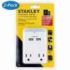 two Stanley PlugMax 2-USB 2-Outlet Night Light Wall Adapters