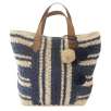 Straw Studios Striped Summer Straw Tote in Navy