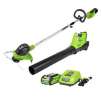 Greenworks Trimmer & Blower w/ 2.0Ah Battery & Charger + 2.5Ah Battery