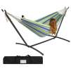 Double Hammock w/ Steel Stand, Carrying Case - Blue, Green Stripe
