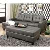 Abbyson Living Claire Leather Reversible Sectional with Ottoman in Grey
