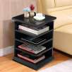 Yaheetech 4-Shelf Magazine Rack End Table Black