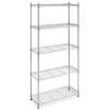 5-Tier Adjustable Steel Wire Metal Shelving Rack - 72" x 36" x 14" (Chrome)