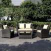 Costway 4 PCS Brown Wicker Cushioned Rattan Patio Set Garden Lawn Sofa Furniture Seat