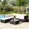 Costway 4 PCS Outdoor Patio Rattan Wicker Furniture Set Loveseat Cushioned Yard Garden