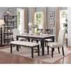 Bradley 6-Piece Dining Set, Table, 2 Upholstered Side Chairs, 2 X-Back Side Chairs & Bench