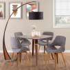 6-Piece Mid-Century Modern Dining Set in Walnut and Grey