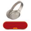 Sony Wireless Noise-Canceling Headphones (Gold) + Sony SRS-XB2 Portable Bluetooth Speaker