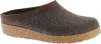 Haflinger Unisex GZL Leather Trim Grizzly Clogs in Smokey Brown