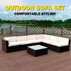 Costway 7 PCS Black Rattan Wicker Furniture Set Sectional Seat Cushioned Garden Deck