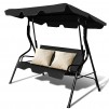 Costway 3 Seats Patio Canopy Swing Glider Hammock Cushioned Steel Frame Backyar