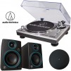 Audio-Technica Direct-Drive Turntable + Mackie CR3 3" Monitor Speakers (Blue or Green) + Platter Mat