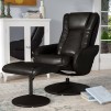 Alcott Hill Leather Heated Massage Chair with Ottoman in Black