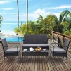 Costway 4-Piece Outdoor Patio Rattan Wicker Furniture Set in Black