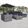 Costway 6pc Patio Sofa Furniture Set Pe Rattan Couch Outdoor Cushioned Gray + $114 in Rakuten Points