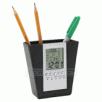 Multifunctional Leather Pencil Holder W/ LCD Alarm Clock, Calendar & Temperature