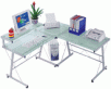 Meritline Modern Ergonomic Corner Computer Desk MLK006 (Glass Corner Computer Desks)