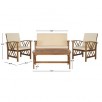 Safavieh Fontana 4-Piece Wood Frame Patio Conversation Set with Cushions