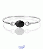 Sterling Silver & Onyx Bangle Bracelet - 7"