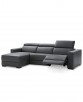Nevio 3-pc Leather Sectional Sofa with Chaise, 1 Power Recliner and Articulating Headrests