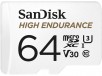 SanDisk 64GB High Endurance microSDHC C10, U3, V30, 4k UHD Memory Card with Adapter