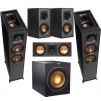 Klipsch Speaker Bundle w/2x Floorstanding, Ctr. Cha., Bookshelf, Subwoofer Black