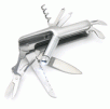 11-in-1 Stainless Steel Pocket Tool w/ LED Light, 4 Pieces LR41/AG3 Batteries Included
