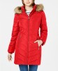 Tommy Hilfiger Chevron Faux-Fur Trim Hooded Puffer Coat