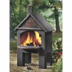 Cabin-Style Outdoor Cooking Steel Chiminea 20in.W x 25in.D x 43in.H