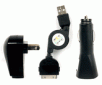 3 in 1 Black Charger(1000mA) Kit for Apple iPod, iTouch, iPhone