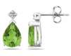 Pear Shaped Peridot & Diamond Earrings in White Gold