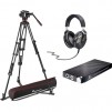 Manfrotto 504X Fluid Head & Aluminum Tripod System with Ground Spreader, Ultrasone Headset & Amplifi