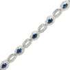 Sapphire and Diamond Accent Oval Bracelet in Sterling Silver