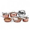 Gotham Steel Hammered Copper 10 Piece Non Stick Cookware Set