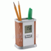 Yellow Wire Mesh Pen Holder, with Alarm Clock, Time, Calendar Display in Large Sreen