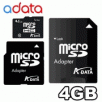 A-DATA 4GB MicroSDHC Class 6 with SD and MiniSD Card Adapter