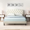 Adal Upholstered Platform Bed Frame w/ Arched Cushioned Headboard (Queen)